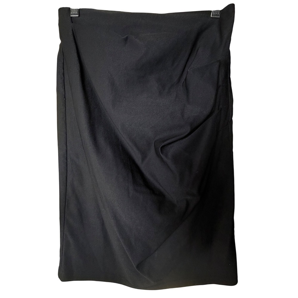 Grace Karin Black Draped Ruched Pencil Skirt Stretch Bodycon Career Size S